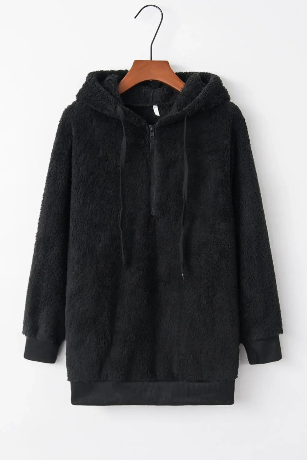 Plush demi-zip hoodie for women -5