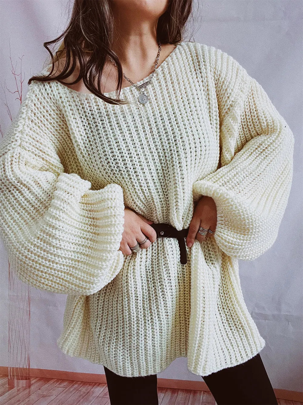 Knit sweatere oversized sweater for women -3