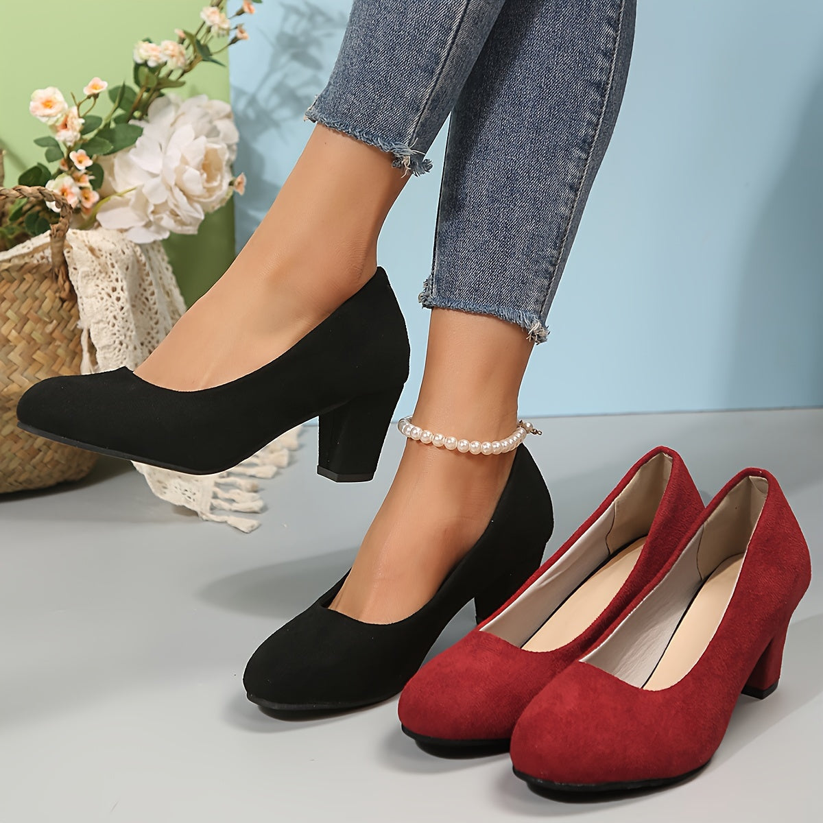 Toe wide heel stable pumps for women | Solina -4