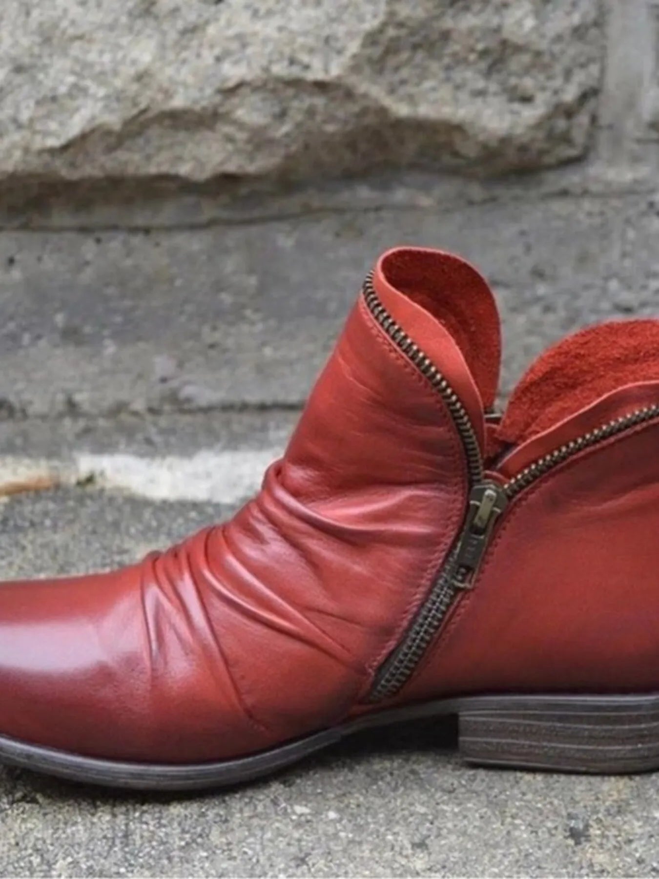 Ankle casual shoes leather slip-on boots for women | Alba -4