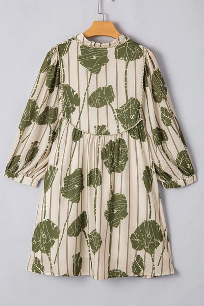 Long-sleeve tunic autumn printed size dress for women | Mini -10