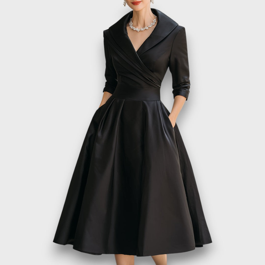 Neck midi dress for women | Refined Wrap -1