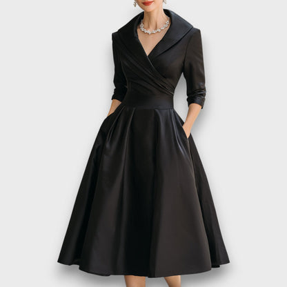 Neck midi dress for women | Refined Wrap -1