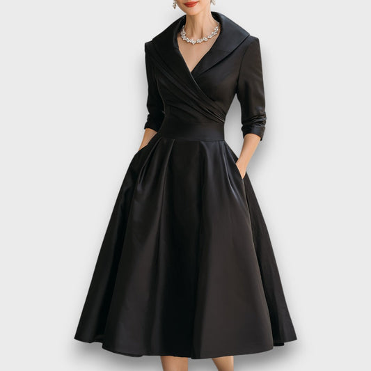 Neck midi dress for women | Refined Wrap -1