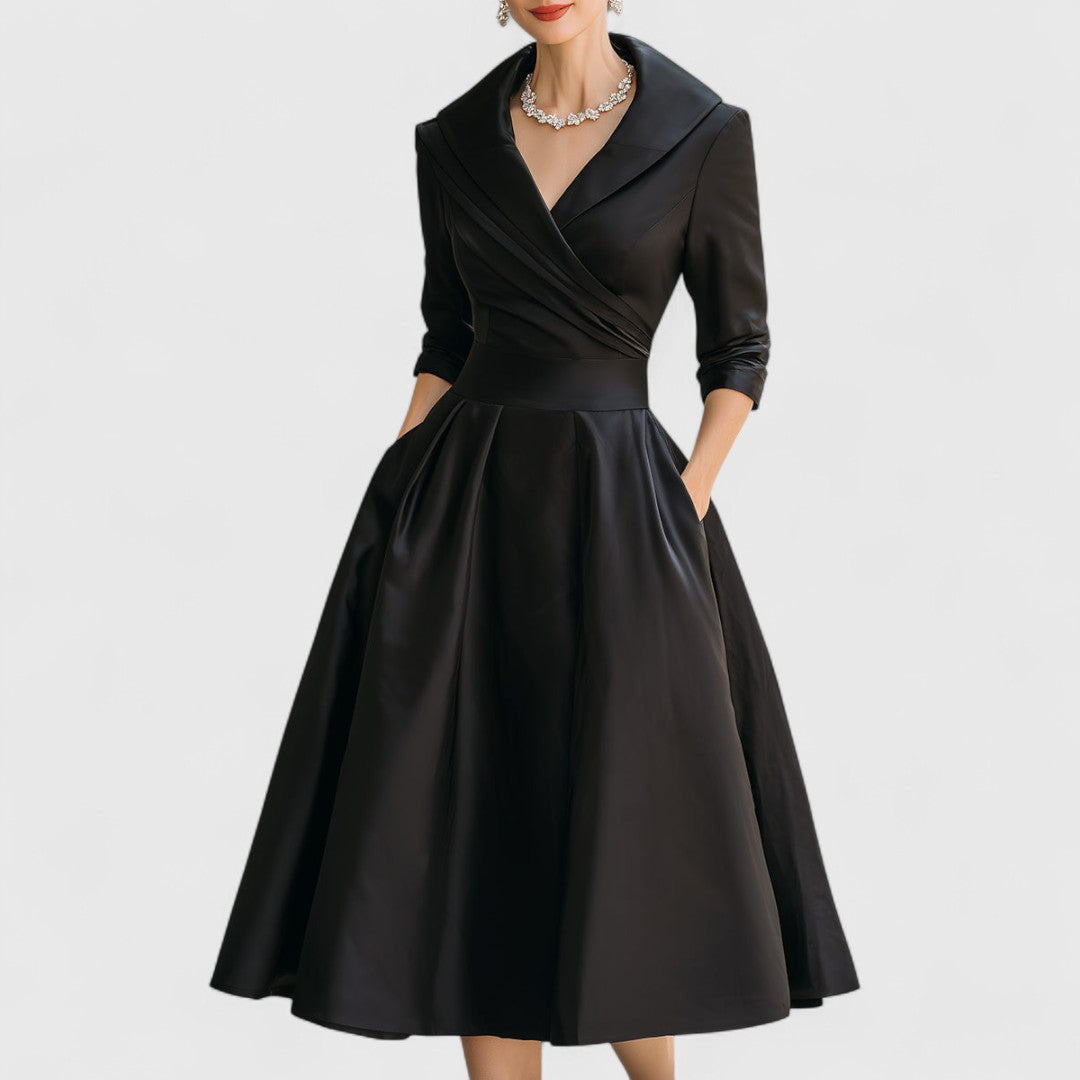 Elegant neckline crossed dress for women | Elise -3