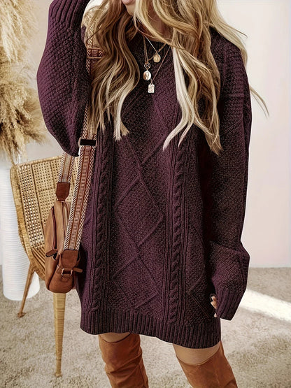 Juno cable knit dress sweater for women | Elara -4
