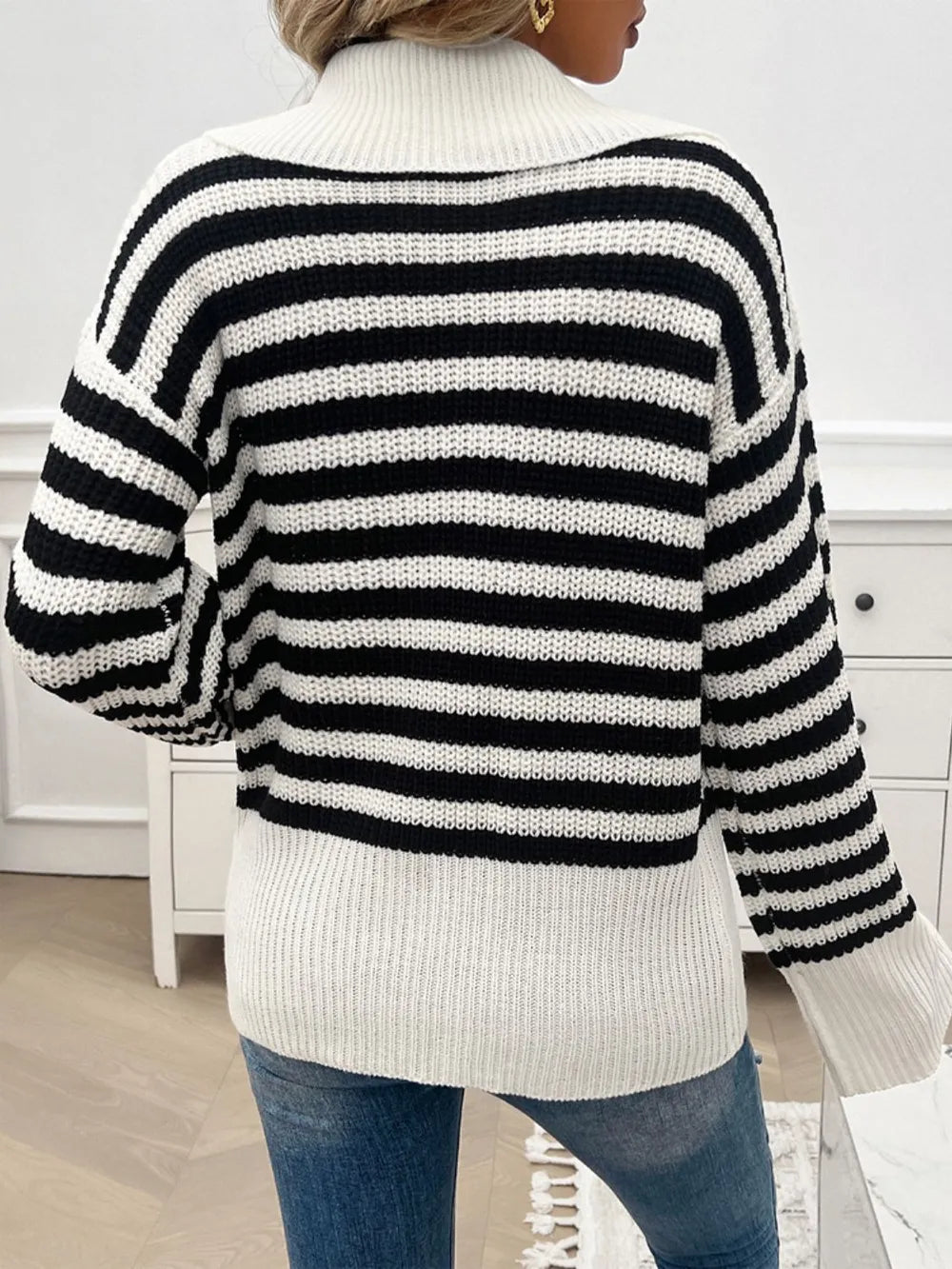 Knit long striped sweater for women | Albertine -6