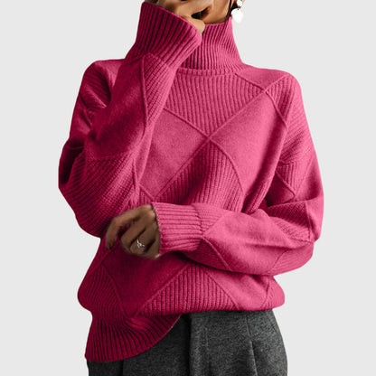 Geometric elegant sweater turtleneck for women | Seraphina -4