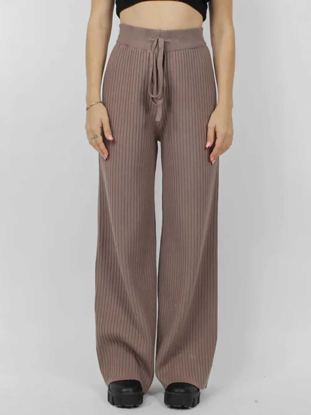 Leg casual high-waisted trousers for women | Wide -7