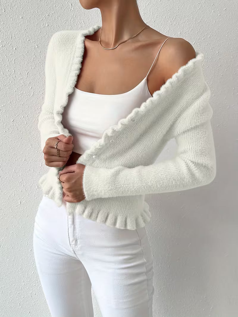 Elegant buttoned V-neck sweater for women | Eloria -6