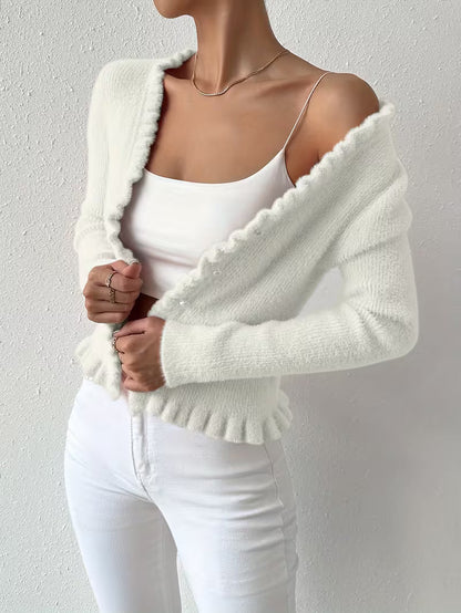 Elegant buttoned V-neck sweater for women | Eloria -6