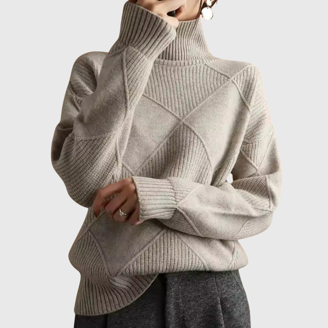 Geometric elegant sweater turtleneck for women | Seraphina -8