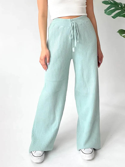 Leg casual high-waisted trousers for women | Wide -18