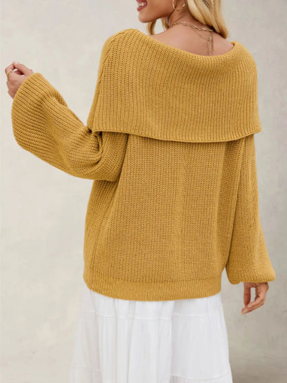 Knit shoulders off-shoulders oversized sweater for women | Caprice -6