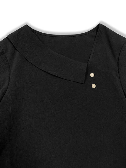 Asymmetric long-sleeve blouse for women -3
