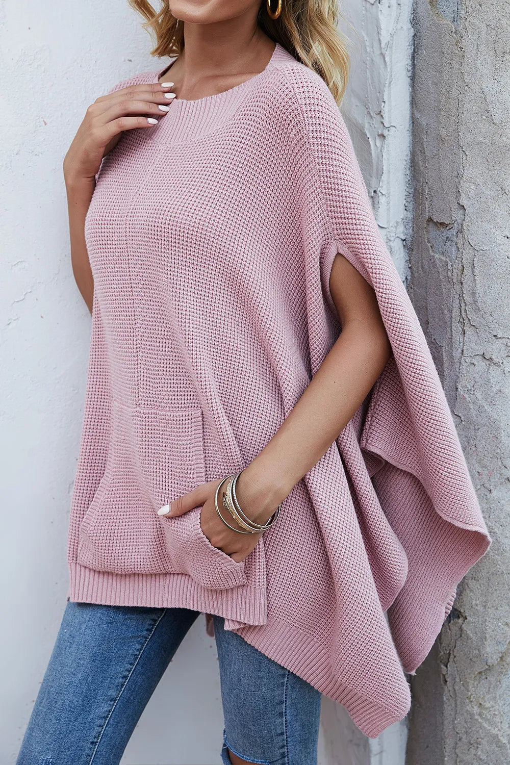Knit style poncho sweater for women | Alienor -4