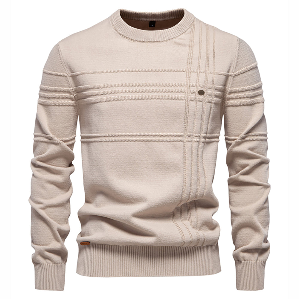 Crew neck cotton solid sweater for men | Adrien -1