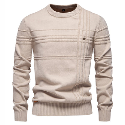 Crew neck cotton solid sweater for men | Adrien -1