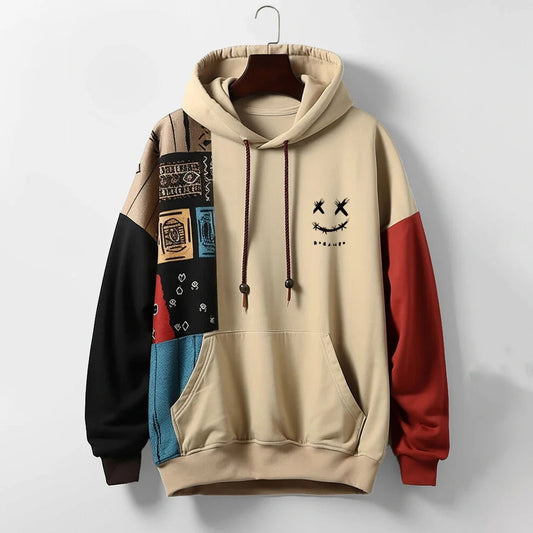 Contrast colour bold pattern hoodie for men | Zephyr -1