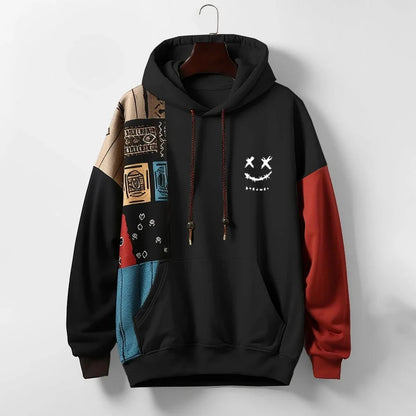Contrast colour bold pattern hoodie for men | Zephyr -2