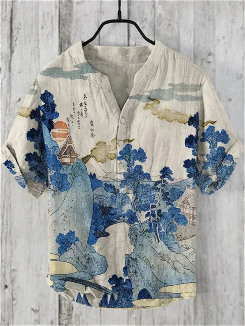 Linen printed shirt for men | Kai -9