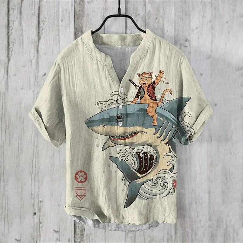 Linen printed shirt for men | Kai -1