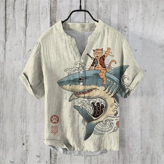 Linen printed shirt for men | Kai -1