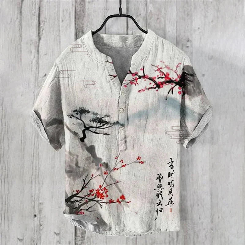 Linen printed shirt for men | Kai -8