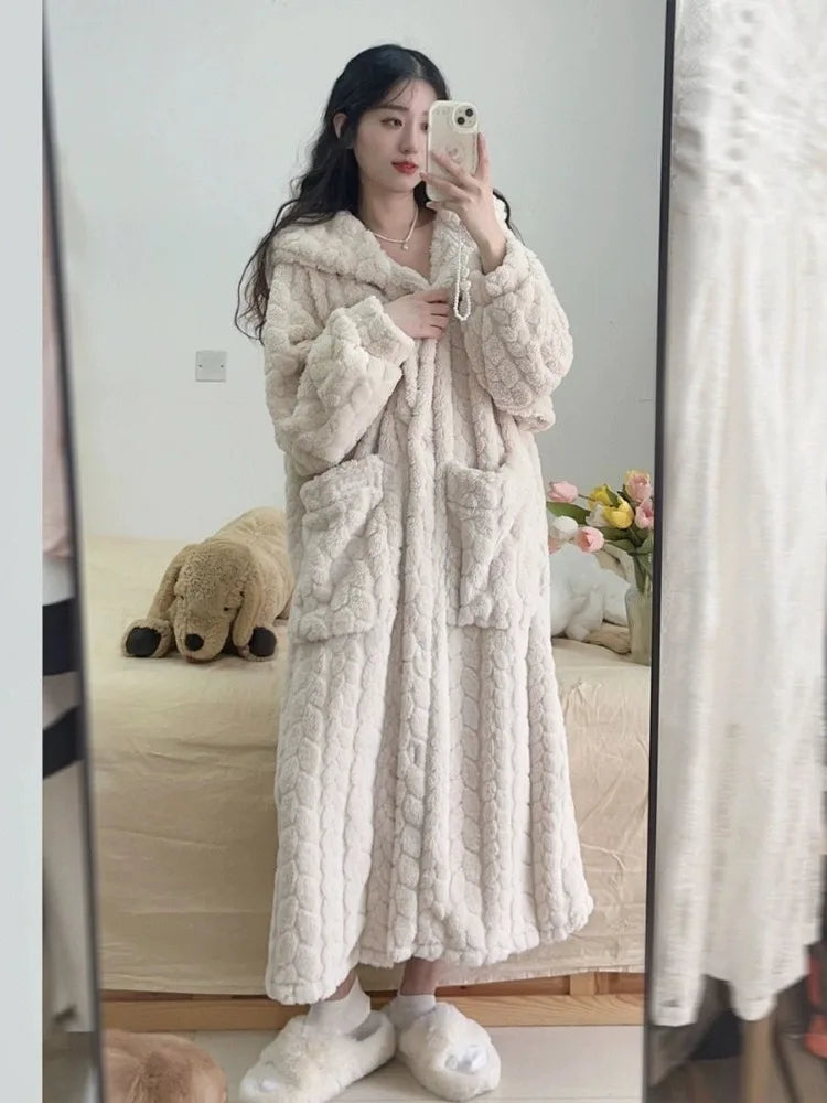 Robe hooded clothing inner longs dress for women | Lisette -2