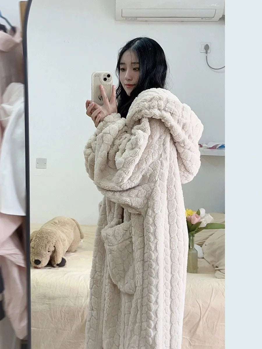 Robe hooded clothing inner longs dress for women | Lisette -3