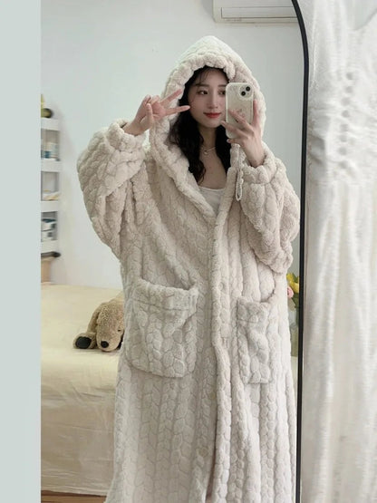 Robe hooded clothing inner longs dress for women | Lisette -1