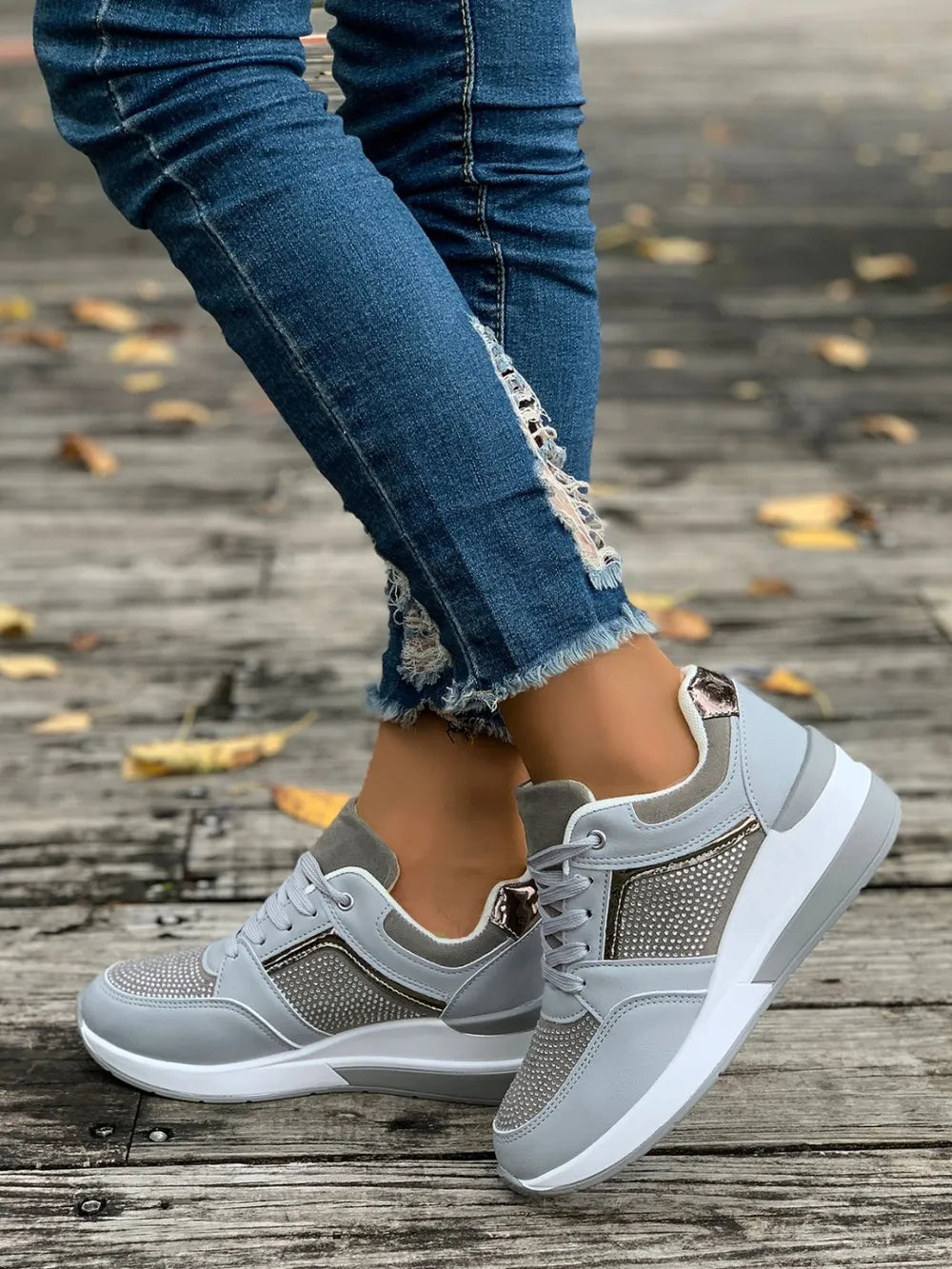 Wedges lace-up sneakers for women -6
