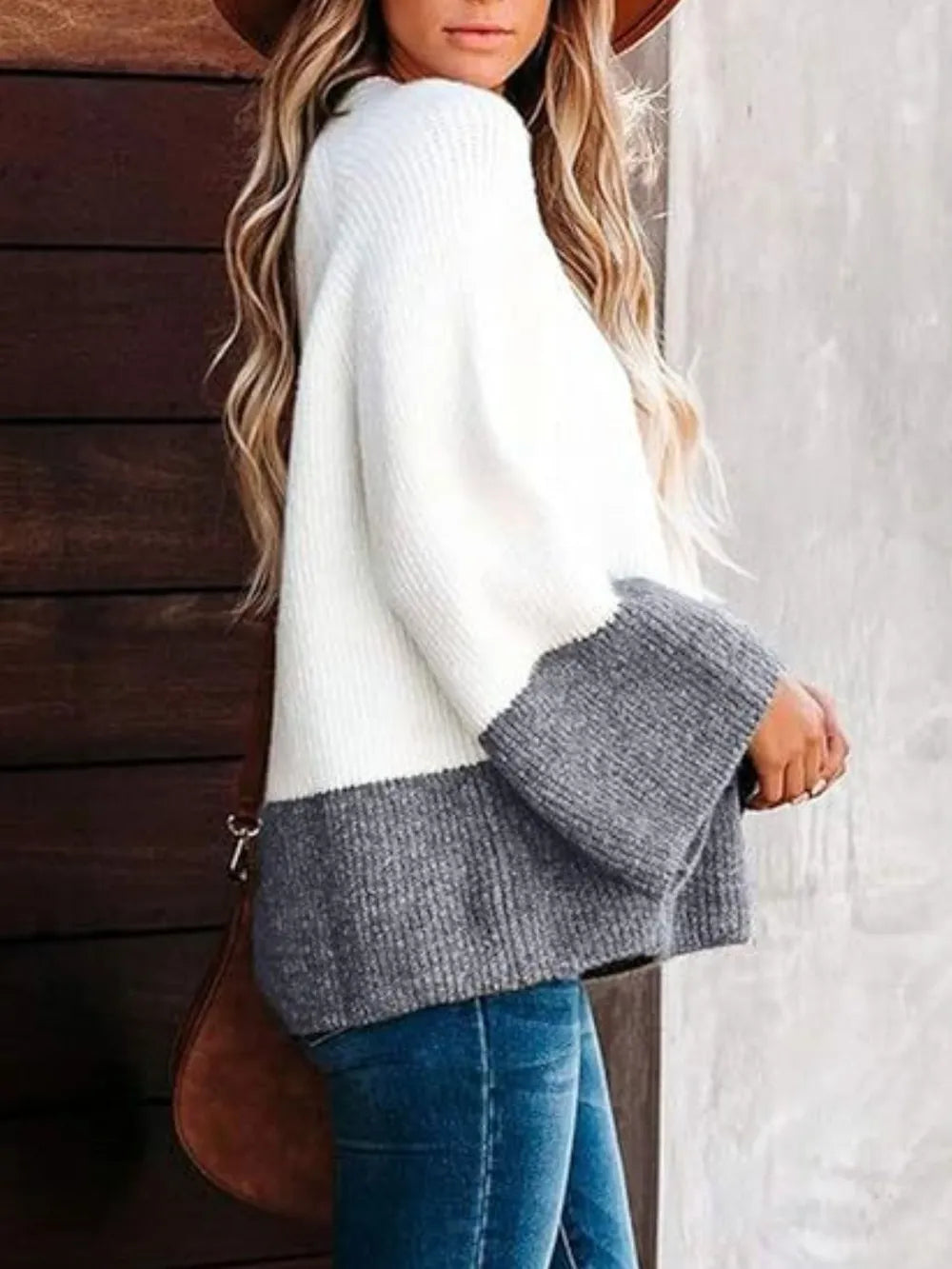 Colorblock top long-sleeve sweater for women -5