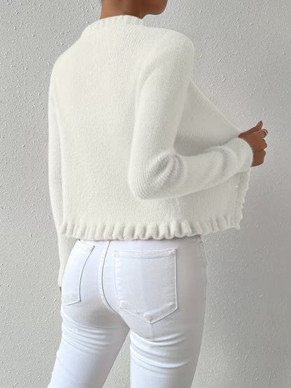 Elegant buttoned V-neck sweater for women | Eloria -2