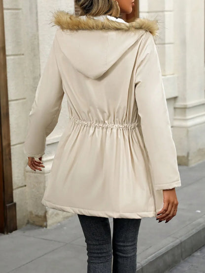 Winter parka hooded drawstring coat for women -2