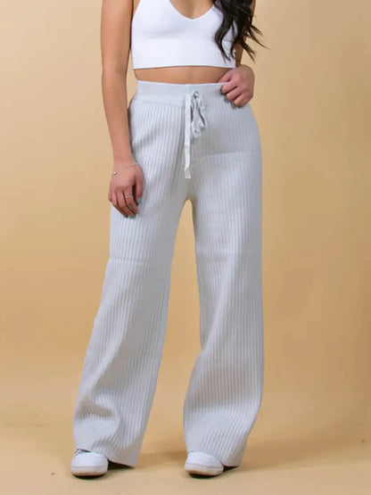 Leg casual high-waisted trousers for women | Wide -12