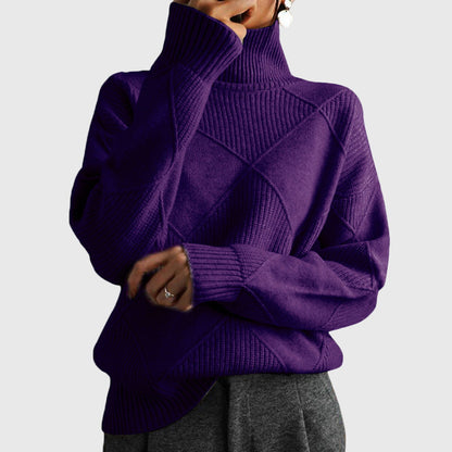 Geometric elegant sweater turtleneck for women | Seraphina -7