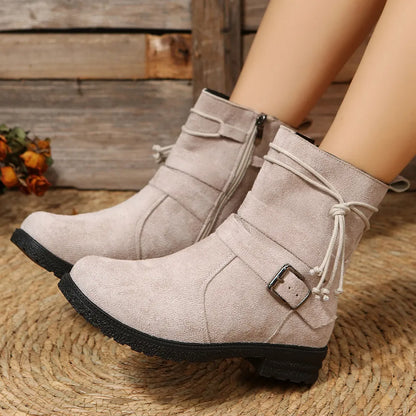 Ankle heel bas suede boots for women | Alexandrine -6