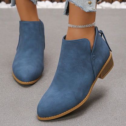 Ankle heel bas slip-on leather boots for women | Aurielle -7