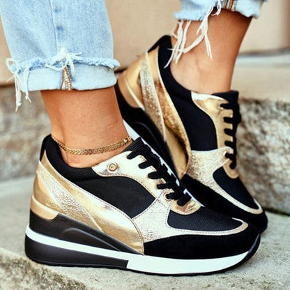 Thicks golden elegant sneakers for women | Everly -1