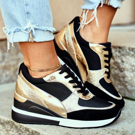 Thicks golden elegant sneakers for women | Everly -1