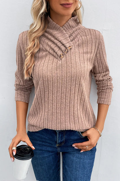 Sweater nerveux pullage knit long-sleeve top for women -5