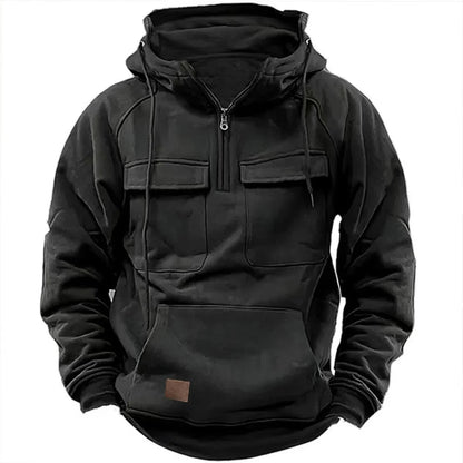 Utility quarter-zip cargo pockets hoodie for men | Ardent -5