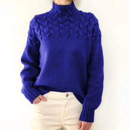 Sweater elegant knit cable-knit turtleneck for women | Ameliane -4