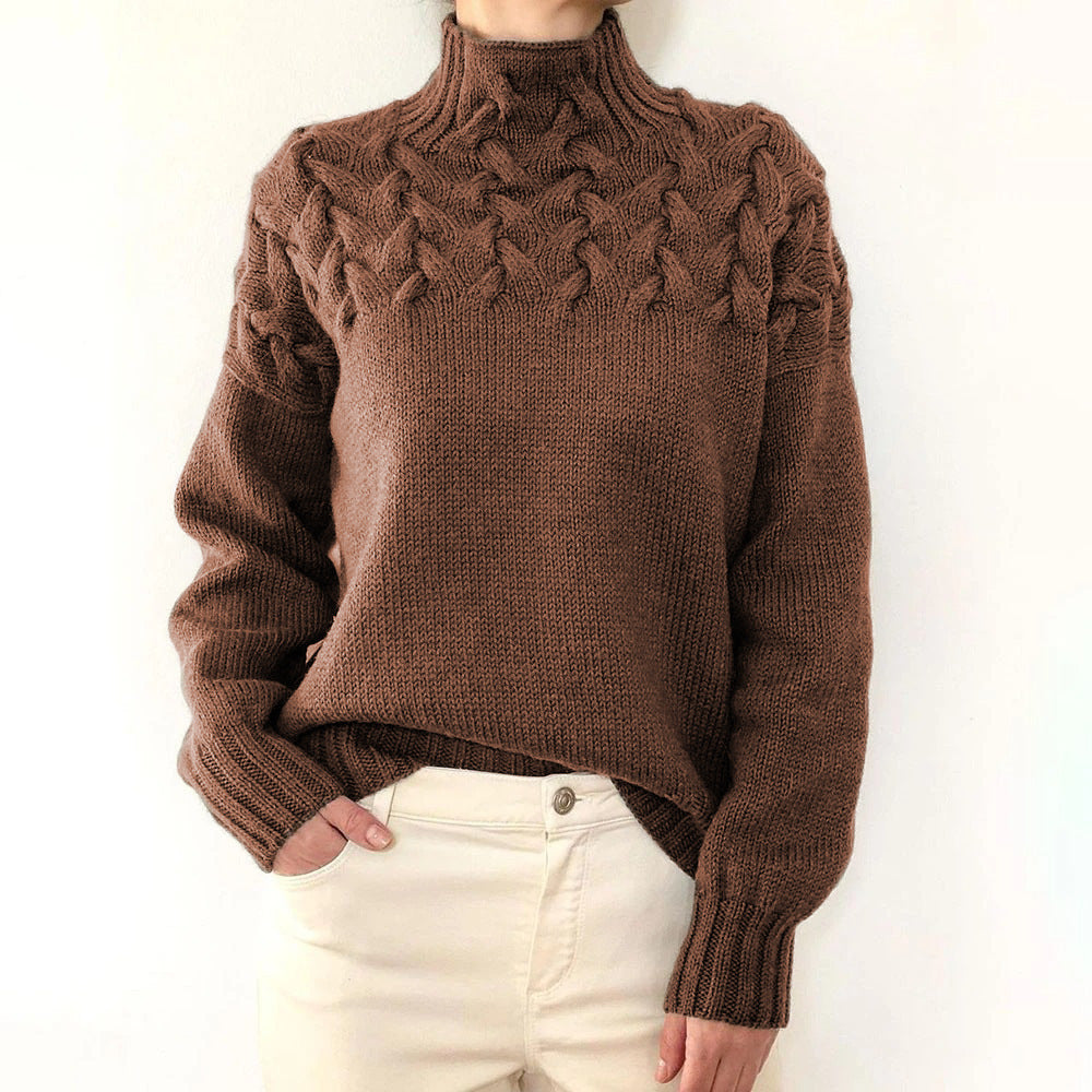 Sweater elegant knit cable-knit turtleneck for women | Ameliane -7