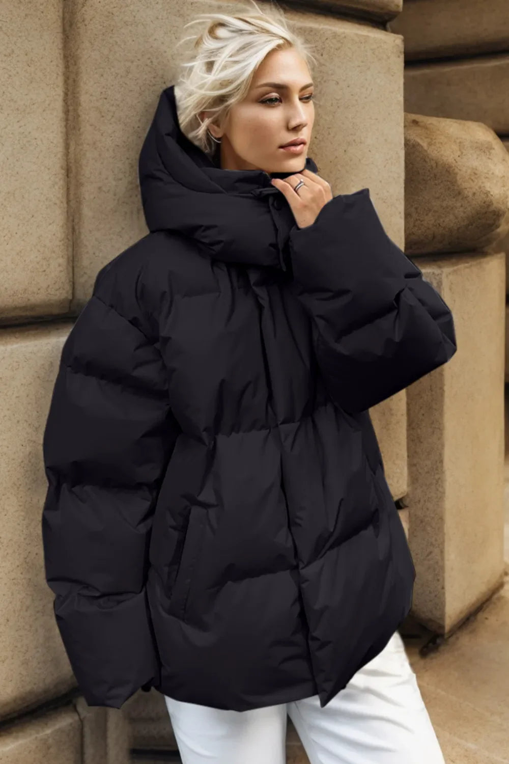 Puffer hooded winter coat warm jacket for women -8