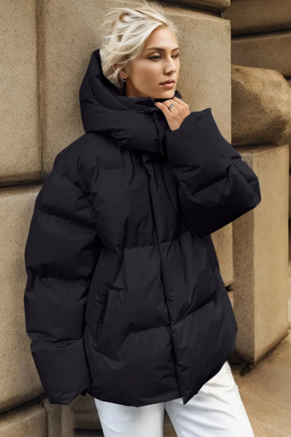 Puffer hooded winter coat warm jacket for women -8
