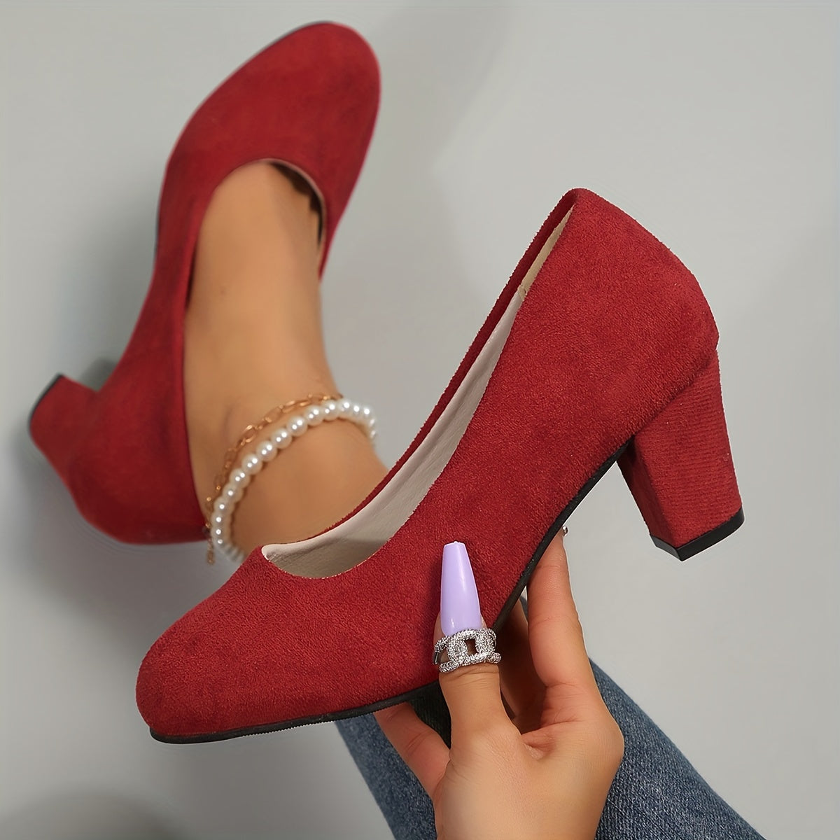 Toe wide heel stable pumps for women | Solina -8