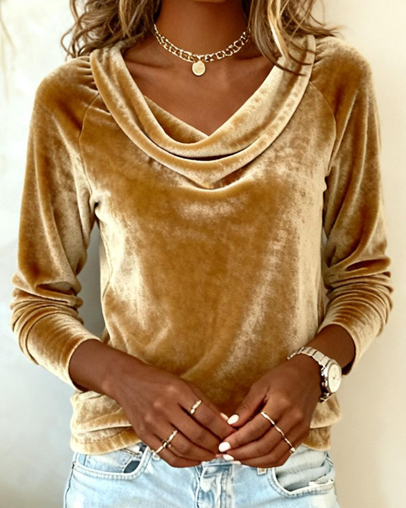Neck elegant top for women | Velvet Drape -3