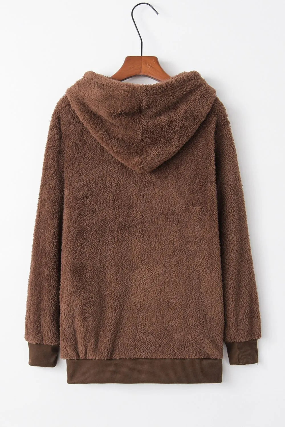 Plush demi-zip hoodie for women -3